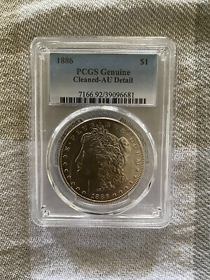 #ad PCGS 1886 Morgan Silver Dollar AU Cleaned Detail $86.00