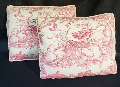 #ad Toile Pillows French de Jouy Fabric Pair 17quot;x11quot; $29.95