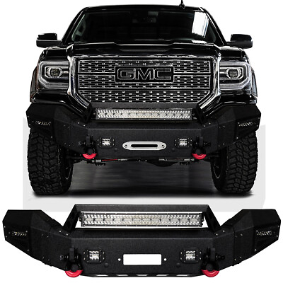 #ad VIjay For 2016 2018 GMC Sierra 1500 Front Bumper Textured Steel with Light $799.99