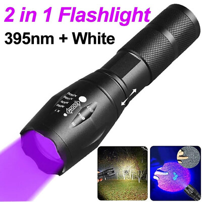 #ad Zoom 395nm UV Light Blacklight Rechargeable Tactical LED Flashlight 18650 Lamp $10.99
