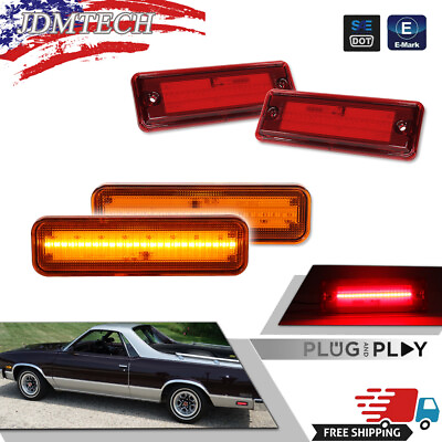 #ad For 78 87 El Camino amp; Caballero Amber Red LED Side Marker Parking Light Lamp Set $57.99