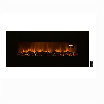 #ad 50quot; Wall Mounted Electric Fireplace Adjustable LED Flames Remote Timer Bottom $210.99