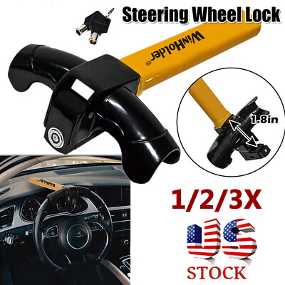 #ad 1 2 3 Pack Heavy Duty Steering Wheel Lock Anti Theft Security Van Car Universal $34.99