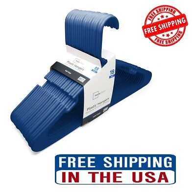 #ad Mainstays Clothing Hangers 18 Pack Blue Durable Plastic Free Shipping $5.50
