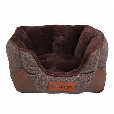 #ad Vibrant Life Small Cozy Cuddler Style Dog amp; Cat Bed Bed with High Walls Brown $23.98