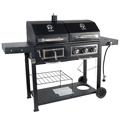 GAS CHARCOAL OUTDOOR GRILL BBQ Combo Dual Fuel Propane Stainless Steel $313.91