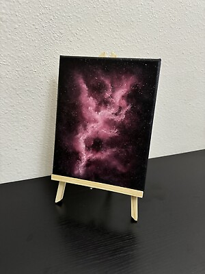 #ad Crimson Red Galaxy Milky Way Nebula Space Oil Painting on Canvas 8x10in $50.00