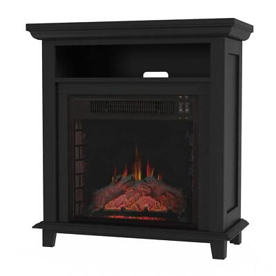 #ad Unbranded Entertainment Center 27quot; Black Woodgrain W Electric Fireplace Heater $320.42