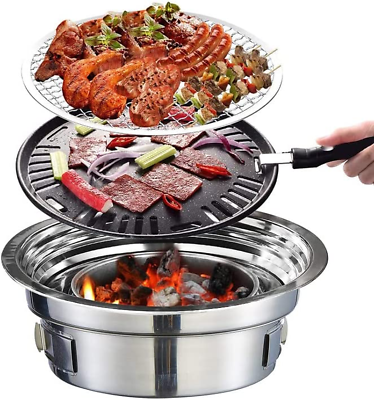 #ad Multifunctional Charcoal Barbecue Grill Portable Household Korean Grill Smoker AU $88.84
