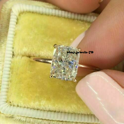 #ad 14k Yellow Gold Plated 2ct Lab Created Diamond Radiant Solitaire Engagement Ring $115.19