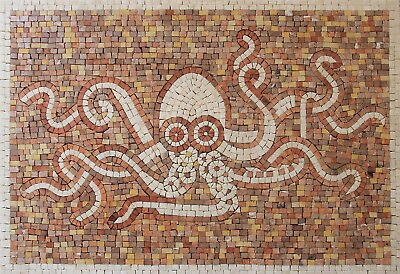 #ad Mosaic Marble Colorful Decorated Octopus ANIMAL Art Design Wall 30x20 Inches $344.00