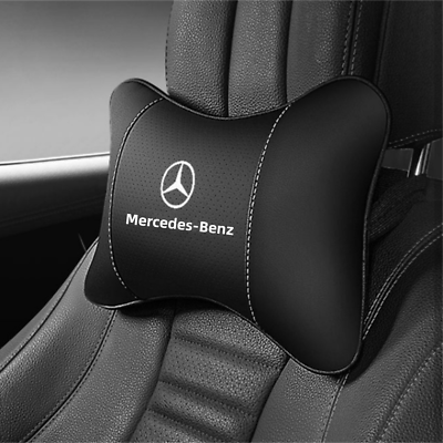 #ad 2x Car Neck Pillow Breathable Rest Cushion Seat Headrest For Mercedes Benz Black $32.99