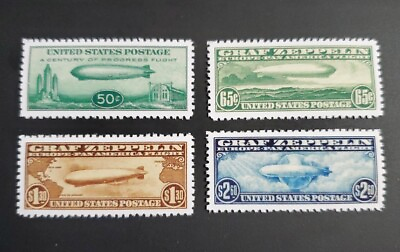 #ad US Stamps Sc #C13 C14 C15 amp; C18 Graf Zeppelin Air Mail Stamp Replica Set $4.99