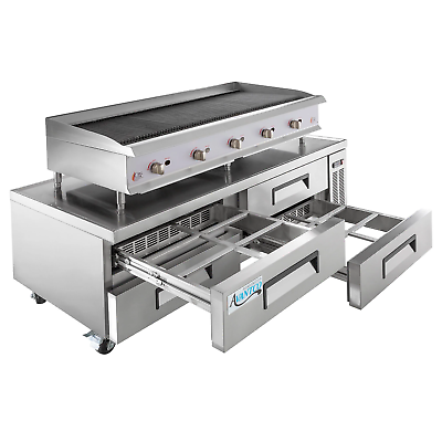 #ad 60quot; Gas Radiant Charbroiler with 72quot; 4 Drawer Refrigerated Chef Base $4525.28