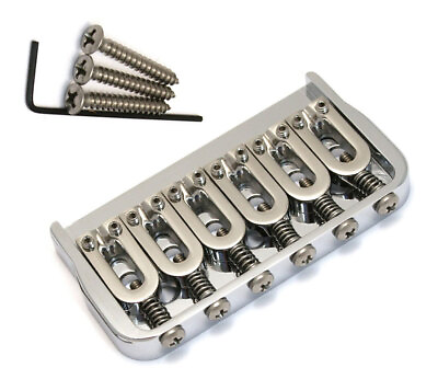 #ad Hipshot 6 String Hardtail Fixed Electric Guitar Bridge .125quot; CHROME $66.28
