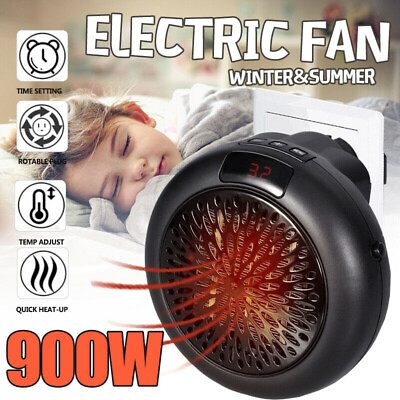#ad 900W Mini Electric Fan Heater Portable Winter Warmer Fan Air Heater Home Furnace AU $38.79