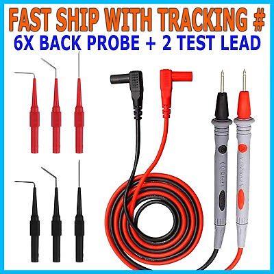 #ad 8Pcs Automotive Back Probe Kit Multimeter Test Leads Alligator Clips Wire Tool $8.95