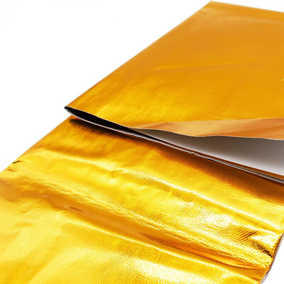 #ad 100x100cm Self Adhesive Reflective Gold High Temperature Heat Shield Wrap Tape $33.99