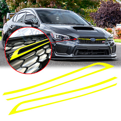 #ad Fluorescent Yellow Front Grille PinStripe Stickers For Subaru WRX STI 2018 2020 $12.09