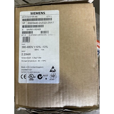 #ad New Siemens 6SE6440 2UD22 2BA1 6SE6 440 2UD22 2BA1 MICROMASTER440 without filter $530.45