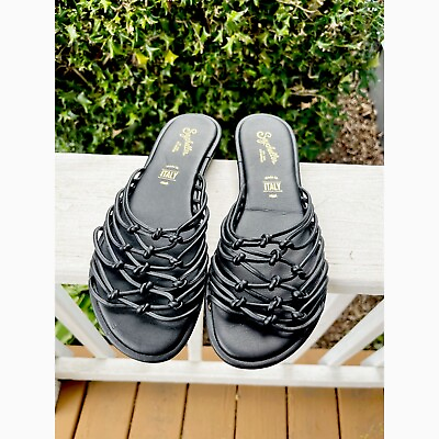 #ad Seychelles Black Strappy Flat Sandals EUC Size 9.5 $35.00