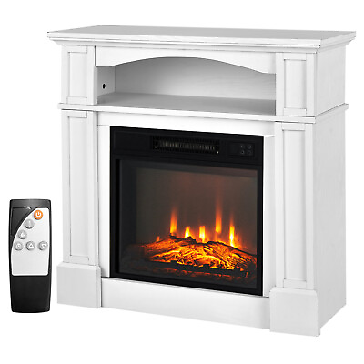 #ad 32quot; 1400W Electric Fireplace Mantel TV Stand Space Heater W Shelf White $229.99