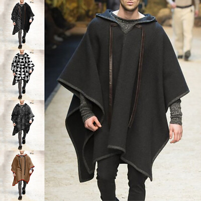#ad Winter Men Warm Hoodies Cape Cloak Poncho Casual Jacket Coat Outwear Tops $25.27