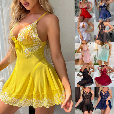 #ad Women#x27;s Sexy Lingerie Babydoll G string Sleepwear Underwear Lace Dress Nightwear $13.89