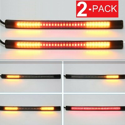 #ad 2 Flexible Motorcycle LED Strip 48LED Brake Stop Turn Signals Running Tail Light $8.05