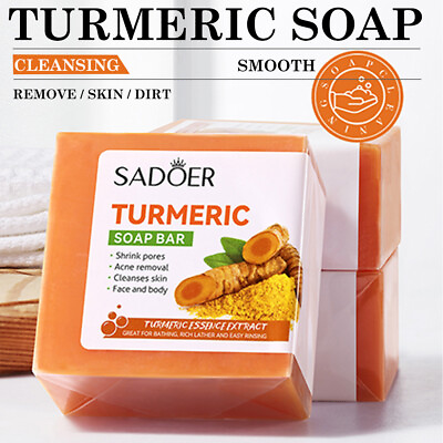 #ad Turmeric Soap Skin Whitening Dark Spots lightening Acne Brightening 3.5OZ $6.89