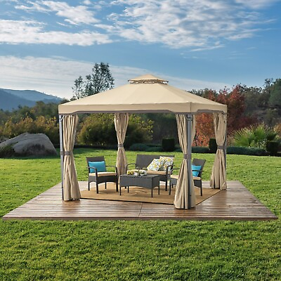 Sonoma Outdoor Traditional Brown Steel Gazebo Canopy with Water Resistant Cover $263.14