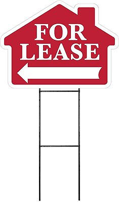 #ad Large 18quot;x24quot; Home For Lease RED House Shaped Sign Kit with Stand $13.95