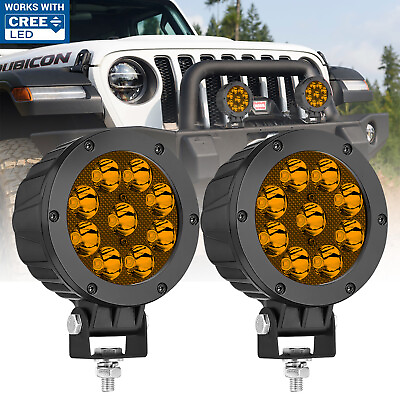 #ad 2X 5quot; Cree LED Round Driving Off Road Lights Spot Work Headlights Pods Truck UTV $44.99