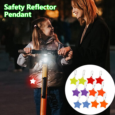 #ad 12Pcs Super Bright Stars Safety Reflector Pendant Childrens Reflective Pendant $7.99