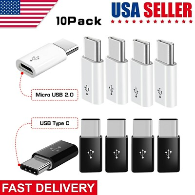 #ad 10 Pack Micro USB to Type C Adapter Converter Micro B to USB C Connector USA $6.95