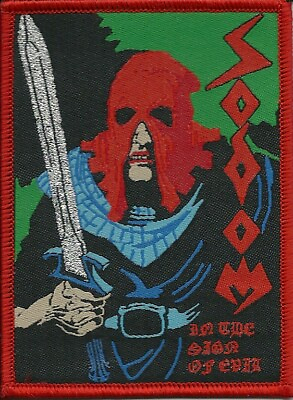 #ad SODOM IN THE SIGN OF EVIL WOVEN PATCH SILVER GLITTER THREAD THRASH METAL $9.88