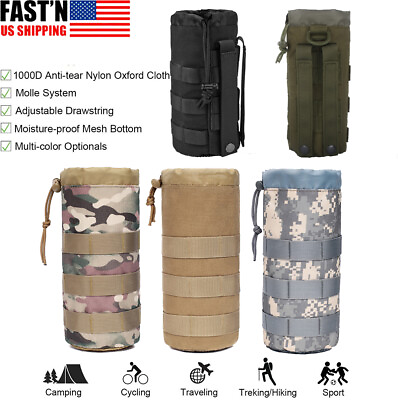 #ad Tactical Molle Pouch Bag Drawstring Bottle Water Holder Waist Bottle Carrier Bag $5.89