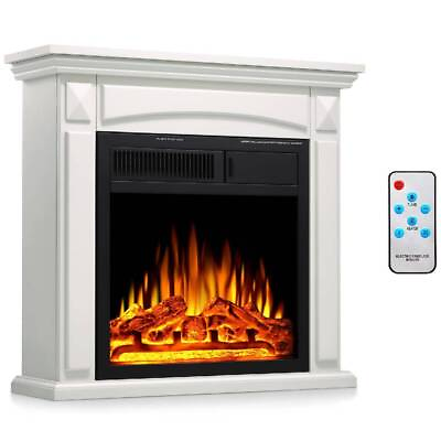 #ad 26.5#x27;#x27; White Electric Fireplace with Mantel Wooden Frame Firebox from TX75221 $205.00