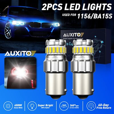 #ad AUXITO 2x 1156 LED Reverse Light Backup Parking DRL Bulbs 6500K White Error Free $11.59