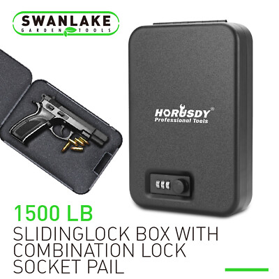 #ad 9.5quot; Portable Security Case Lock Box Safe Combination Lock 1500LB Cable Gun Safe $17.99