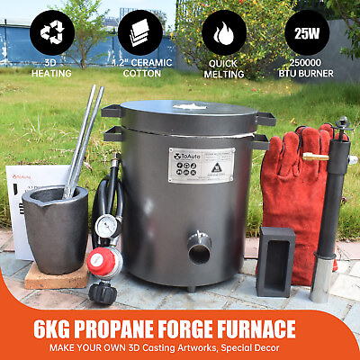 #ad 6KG Propane Melting Furnace Kiln Kit Smelt Scrap Metal Gold Silver Copper 2372°F $146.19