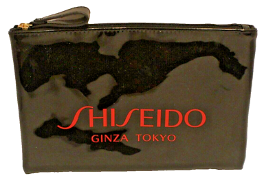 #ad Shiseido Black Glossy Plastic Cosmetic Bag $10.50