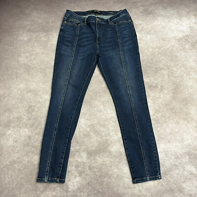 #ad Judy Blue Jeans Womens Size 15 32 High Rise Skinny Fit Stitch Dark Wash Stretch $28.95
