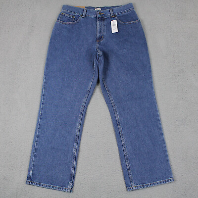 LL Bean Jeans Women 12P Blue Medium Wash Original Fit Straight Cotton 30x28 NEW $19.99