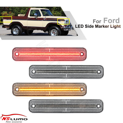#ad 4PCS Clear LED Front amp; Rear Side Marker Lights For 1973 1990 Ford F Series Truck $53.50