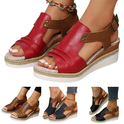 #ad Women Platform Sandal Slip On Wedge Sandals Work Ladies Summer Anti Slip $24.99