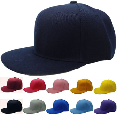 #ad NEW Unisex Classic Snapback Snap Back Baseball Blank Plain Hat Cap 100% Cotton $6.99