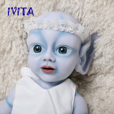 #ad IVITA 18#x27;#x27; Silicone Reborn Baby Big Blue Eyes GIRL Cute Doll Kids Xmas Gift $76.30