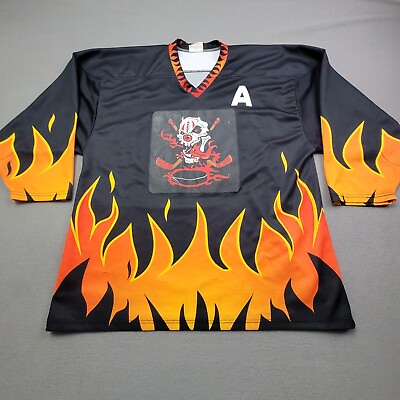 #ad Vintage Pro Joy Hockey Jersey Flames Skull #82 Sports NHL Canada Mens Adult 2XL $50.00