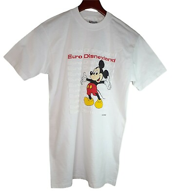 #ad Vintage 80s Mickey Mouse Euro Disneyland 1987 Single Stitch T Shirt Sz Med NWOT $24.87